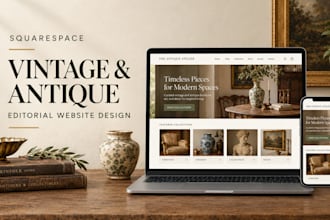 design or redesign premium squarespace editorial website for vintage and antique