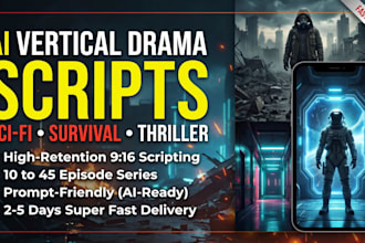 write scifi, survival, and thriller microdrama scripts for ai series