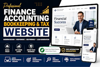 design an income tax, tax preparation finance and accounting website landingpage