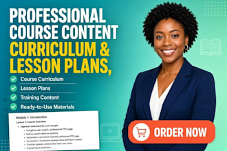 course content, course corricullum, lesson plan, lesson plan, training content