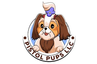 create a playful puppy logo for fun on dog shirts sweaters