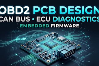 design obd2 pcb, can bus, ecu diagnostics, automotive electronics and firmware