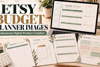 design etsy listing images for printable budget planners