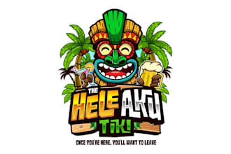 design home tiki bar beach service logo
