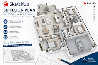 create an unrendered 3d floor plan layout in sketchup