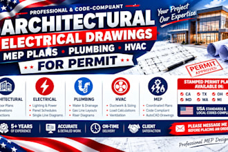 architectural drawings, mep plans, plumbing, hvac for permit