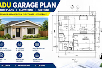 draw garage conversion and adu permit plans for your project