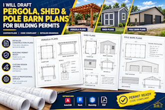 draft pergola, shed, and pole barn plans for building permits