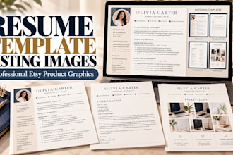 design etsy listing images for editable resume templates