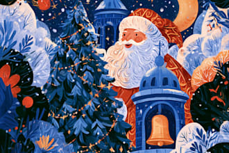draw retro holiday christmas artworks as a gift
