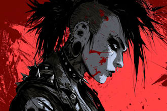 draw dark, punk, goth, horror character in comic like style
