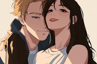 draw cute anime couples and romantic character art