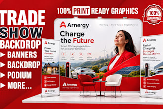 design trade show booth, backdrop, pop up banner for exhibition with 3d mockup