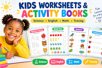 design science worksheet, english math,kids activity tracing workbook for kids