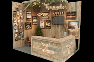 create 3d renders of retail kiosks, exhibition booths and shops