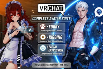 create a custom vrchat furry avatar fursona 3d model and rigging