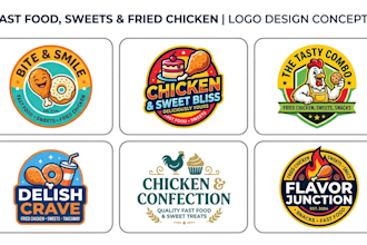 create a fast food, sweets, and fried chicken logo design