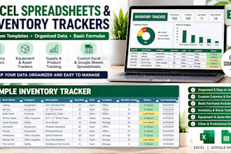 create excel spreadsheets and inventory trackers