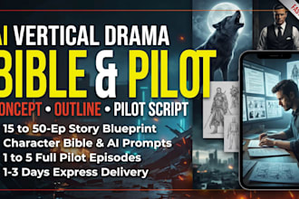 create a vertical microdrama series bible, episode outline, and pilot script