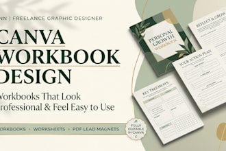 canva workbook design, journal, worksheet design, canva ebook design, workbook