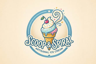 do unique ice cream logo design for you