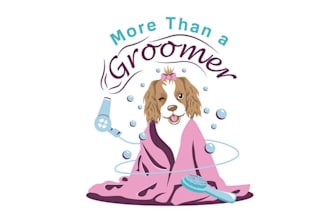 design feminine powerful dog grooming logo