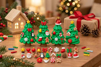 design 3d christmas ornament, santa snowman chibi, reindeer stl for 3d printing