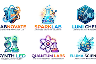 do a chemistry, led, and laboratory logo design