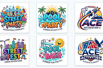create a street, pool party, and ace logo design