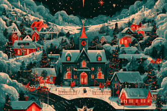 design a custom flat style christmas illustration