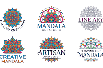 create a gallery, line art, and mandala logo design
