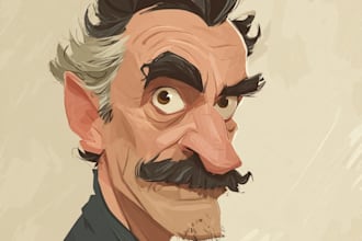 caricature and cartoon you with absolutely no ai
