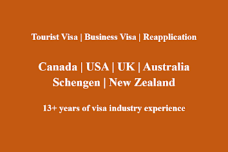 help you with tourist visa for canada, USA, UK, australia, nz