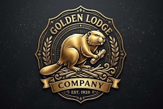 design luxury gold beaver logo with company