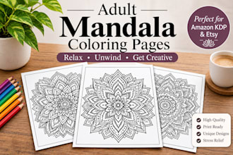 design adult mandala coloring book pages for amazon kdp interior and esty