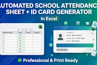create automated school attendance sheet and id card in excel