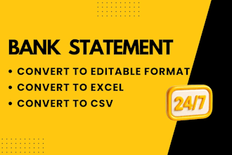 reconcile bank statement PDF to editable format excel , CSV
