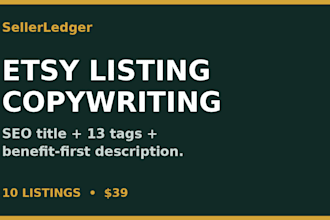 write etsy listing SEO titles, tags and descriptions