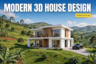 design modern 3d house exterior and interior rendering