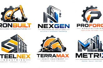 design a modern engineering manufacture, machinery, construction industrial logo