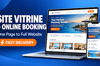 create a responsive one page website site vitrine with online booking