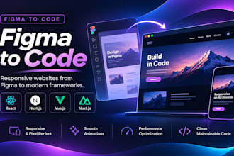 convert figma to react, nextjs, vue, or nuxt website