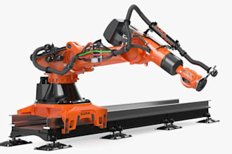 show internal industrial machine, robotic assembly for production line, step,cad