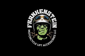 make stylized frankenstein monster logo to appeal to bikers