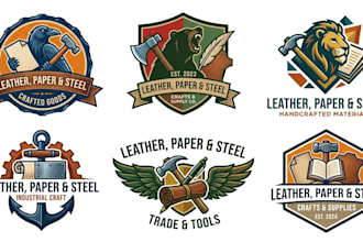 make a leather, paper, and steel logo design