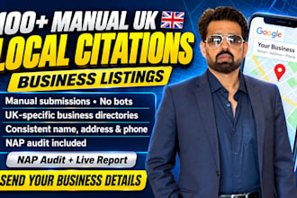 do 100 manual UK local citations and business listings for local SEO