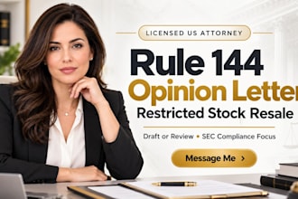 draft or review a rule 144 opinion letter for stock resale