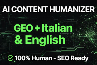 humanize ai content and optimize for GEO SEO italian english