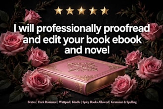 professionally proofread and edit your book, ebook and novel