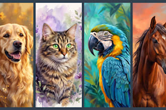 draw custom pet portrait, dog portrait, cat portrait or pet illustration